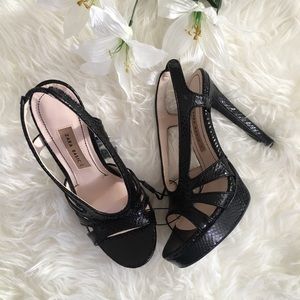 New ZARA Black Embossed High Heels SZ 9